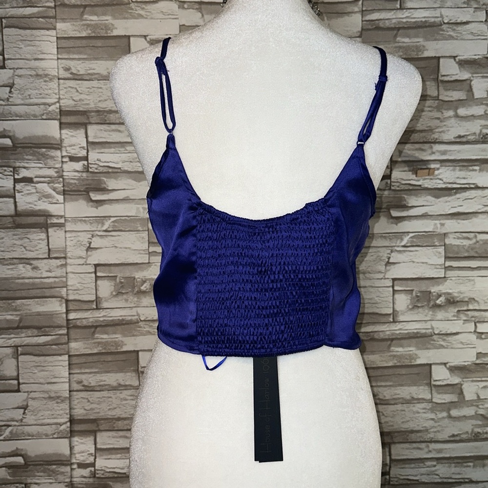 HOUSE OF HARLOW 1960 Medium rhinestone smocked back cropped top - Picture 2 of 9